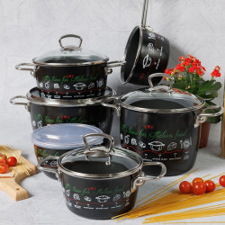 Cratita Adanca Imperial Lux Emailata 16cm Cu Capac De Sticla Italian Food Metalac