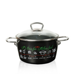 Cratita Adanca Imperial Lux Emailata 20cm Cu Capac De Sticla Italian Food Metalac