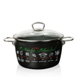 Cratita Adanca Imper.lux Emailata 24cm Cu Capac De Sticla Italian Food Metalac