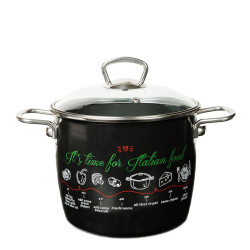 Oala Emailata Imperial Lux 20cm Cu Capac De Sticla Italian Food Metalac