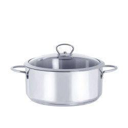 Cratita Joasa Inox 24cm Cu Capac De Sticla Kulinaria Metalac