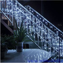 Perdea De Lumini Cu Led Decor Sloi De Gheata 5m  200 Led-uri Alba Rece Cu Legare