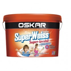 Vopsea Superlavabila Interior Oskar Superweiss Satin Rezistenta La Mucegai Alb 8.5 L