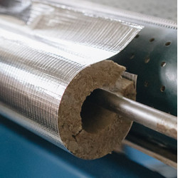 Izolatie Teava Vata Minerala Cu Aluminiu Tip Cochilie Diametru Interior 22 Mm Grosime 30 Mm L 1 M